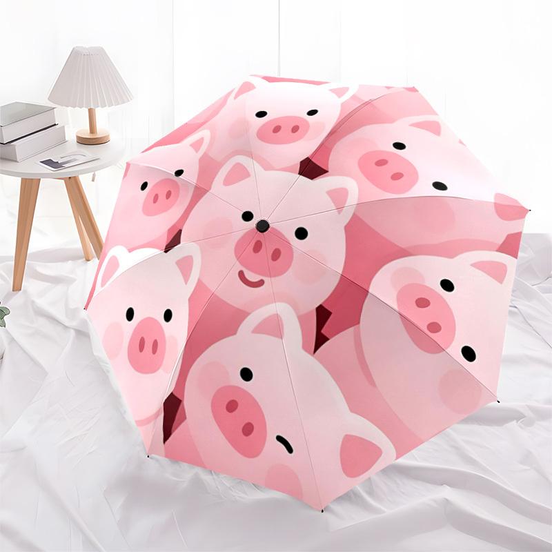 1 pièce Porcelets Tirelire Parapluie Pliant Automatique - Design Compact à 8 baleines, Plastique et Fer Durables, Léger pour une Utilisation Quotidienne en Extérieur125