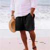 Herren Sommer Baumwolle Leinen Taschenshorts - Atmungsaktiv, Bequem Mittellang Kordelzug Lässig Strandbekleidung