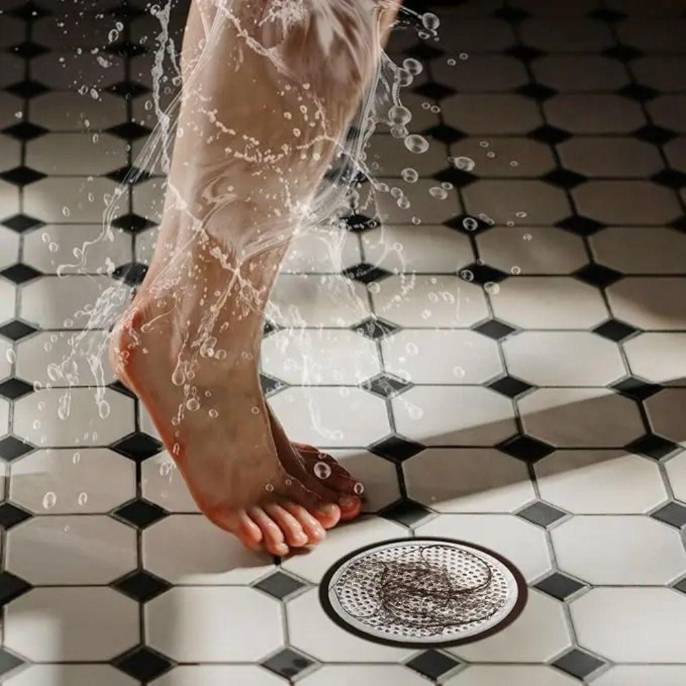 Anti-Clogging Bathroom Hair Strainer Silicone Edging Bathtub Hair Catcher  Shower