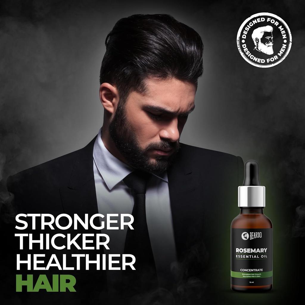 Beardo Rosemary Essential Oil 15 ml Pack of 1 for Hair Growth, Hair Fall, Skin Nourishment, 100% Natural Aroma Oil