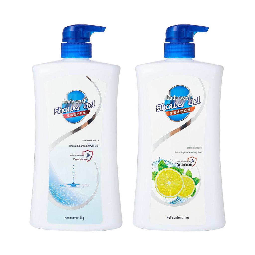 1000ML Pure White Shower Gel - Deep Cleansing Lemon Body Wash for Men & Women