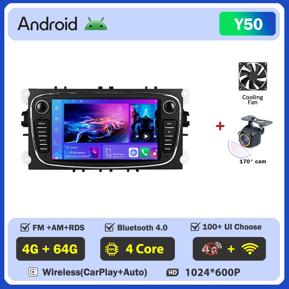 2 Din Autoradio Car Multimedia Video Radio Player For Ford Focus Mondeo C-MAX S-MAX Galaxy II Kuga 3 Android Wifi GPS Navigation