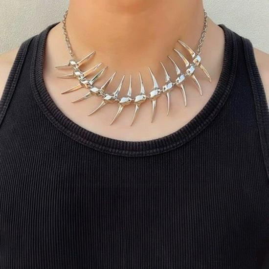 Trendy European & American Style Horns & Fish Bones Hip Hop Necklace