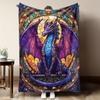 Purple Dragon Pattern Blanket Warm Flannel Blanket For Travel Camping Outdoor Picnic Blanket