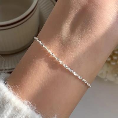 1 Simple  Exquisite, and Versatile Fine Sparkling Plain Chain Women's Bracelet