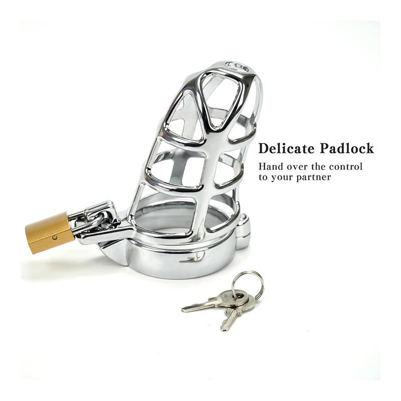 Adult Chastity Cage Lock for Men, Stainless Steel Anti-Infidelity Device, Couple Play Secure & Comfortable Male with Key