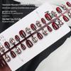 Cat Eye 3D Gold Foil Red Rhinestone Handmade False Nails - High-End Wearable Nail Art Tips