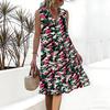 Plus Size V Neck Sleeveless Dress Pine Ridge Misty Ink Print For Mountain Scenic Tour