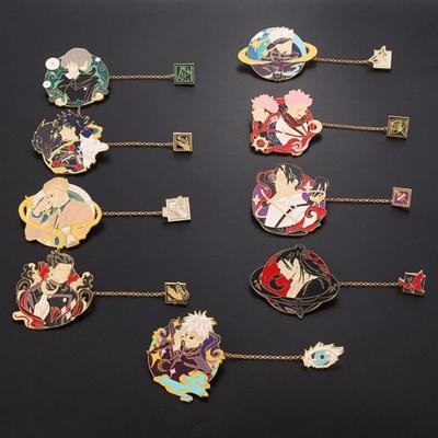 Anime Jujutsu Kaisen Customization Brooch Gojo Satoru Figure Metal Chain Badge Pendant Cosplay Party Accessories Gift