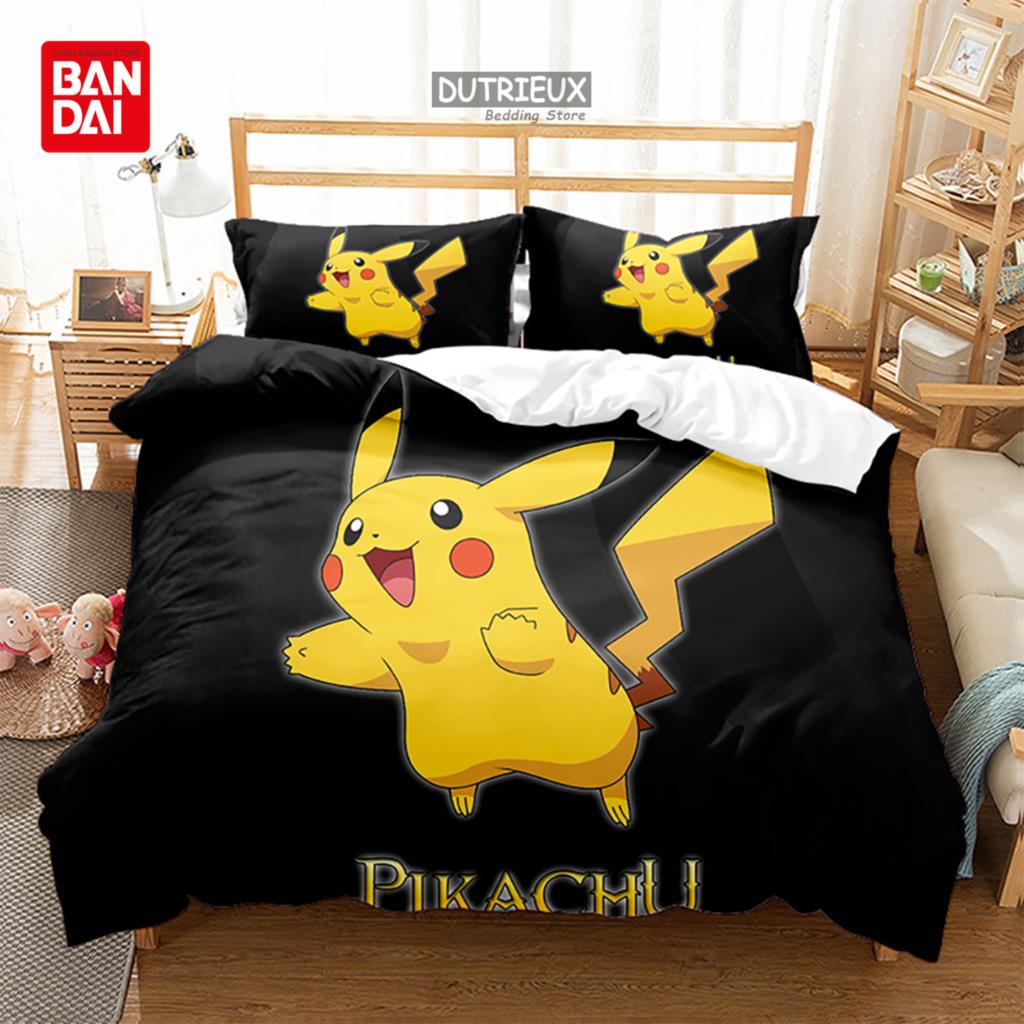 3D Pokemon Bedding Set Pikachu Duvet Cover Quilt Cover Pillowcase Double Queen King Size Kids Bedroom Home Textile