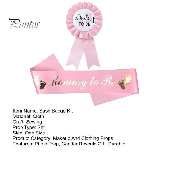 2Pcs Mommy To Be Sash Blue Pink Daddy To Be Badge Baby Shower Party Expectant Mother Father Costume Decoration Photo Prop Gender Reveals