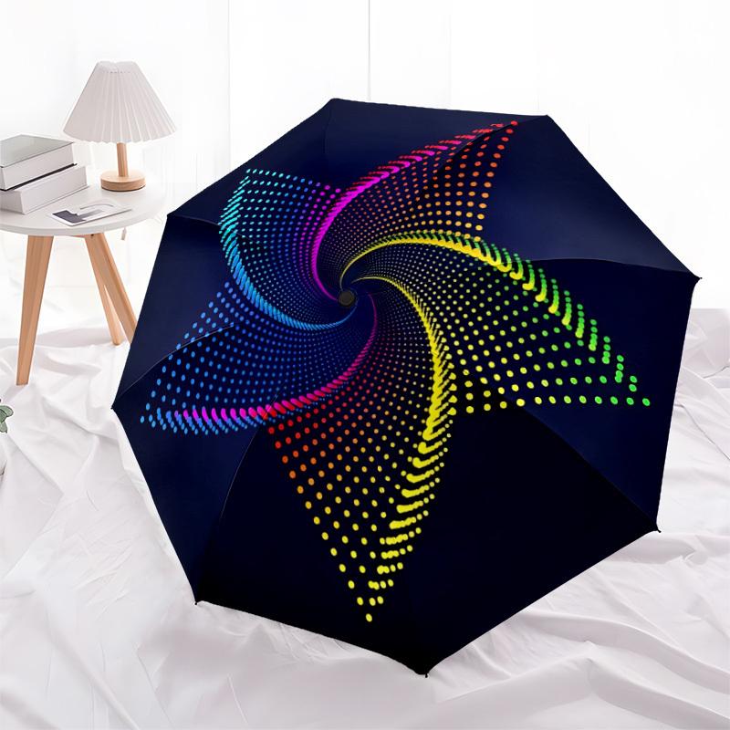 1pc Colorful Spiral Automatic Folding Umbrella - 8-Rib Compact Travel Umbrella Durable & Portable for Outdoor Use, Perfect Gift107