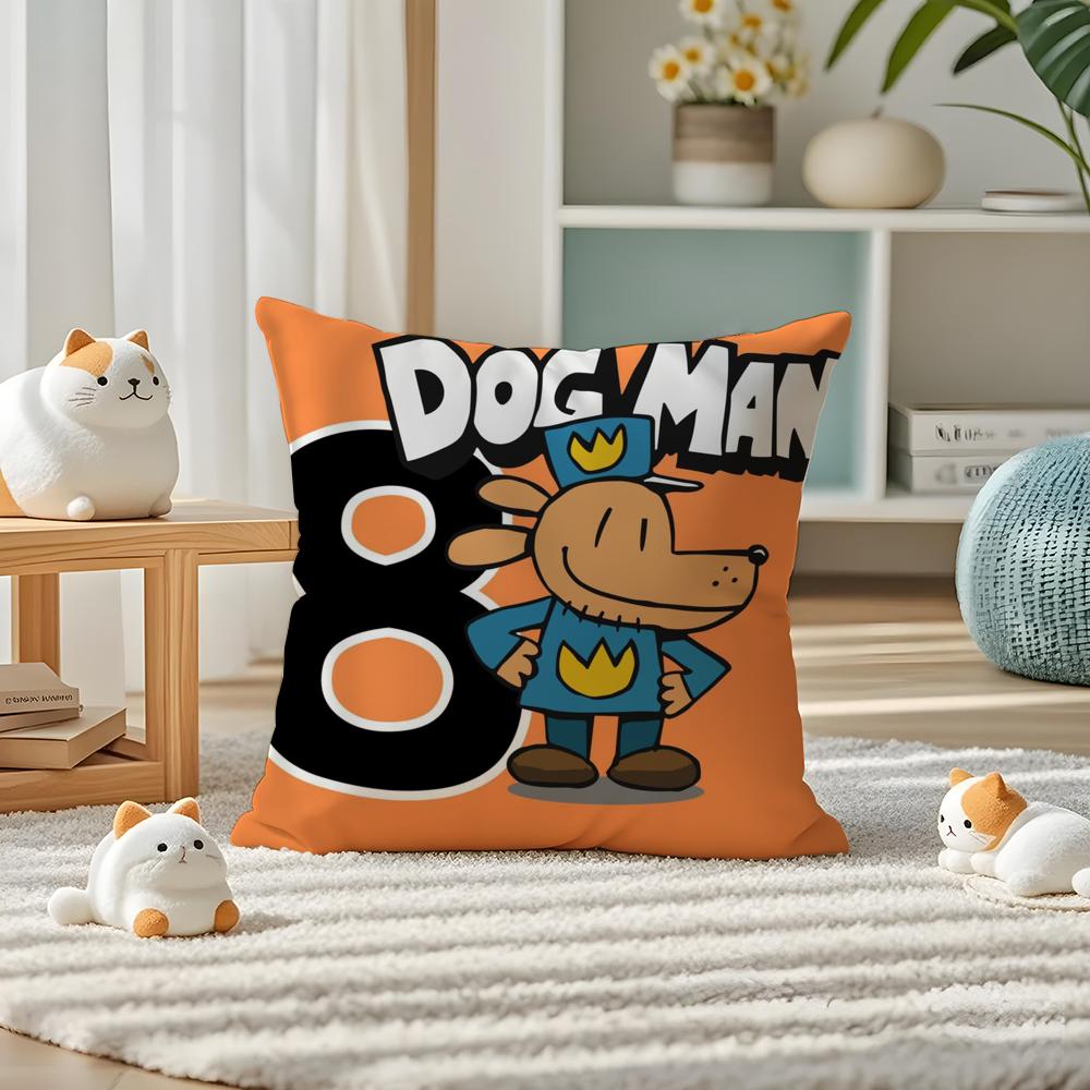 Comic Cartoon Dogmans Pillow Case Silky elegant Comfort Sofa Bed Invisible zipper