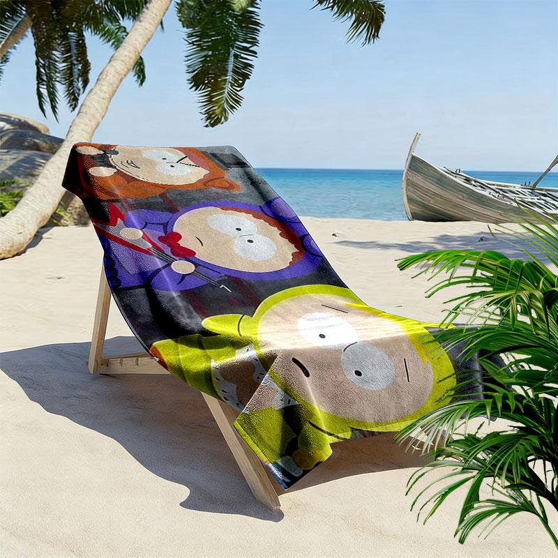 South Park Print Beach Towel, Large Soft Quick Dry Towel for Beach Camping Swimming