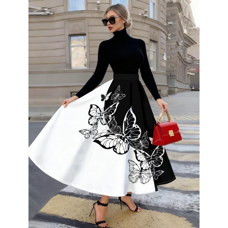 Printed Design Four Seasons Leisure Style Butterfly Pattern Printed Skirt Design Half Skirt