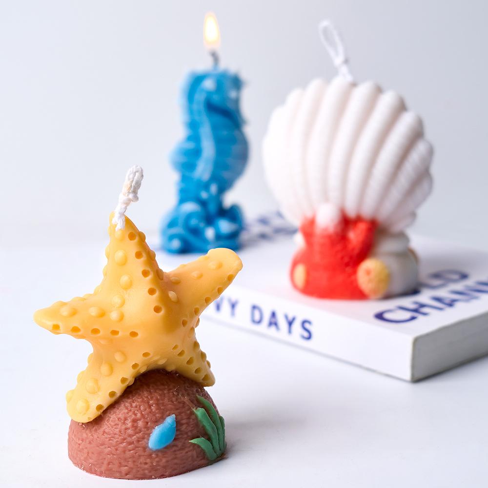 3D Ocean Series Silicone Candle Mold DIY Handmade Shell Starfish Soap Plaster Resin Craft Casting Molds Home Decoration Tools