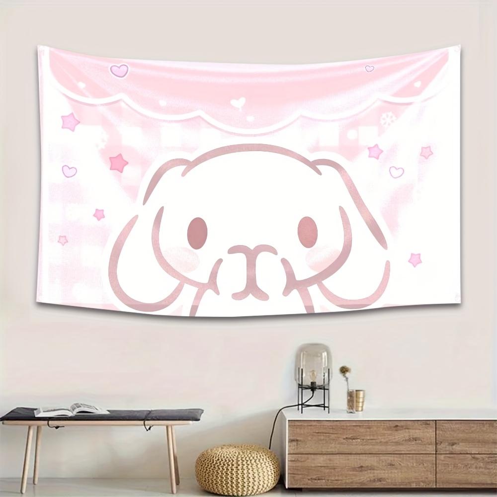 1Pc Kawaii Pink Bunny Tapestry 2D Polyester Wall Hanging Cute Rabbit Heart Star Decor For Bedroom Dorm Kawaii Gift