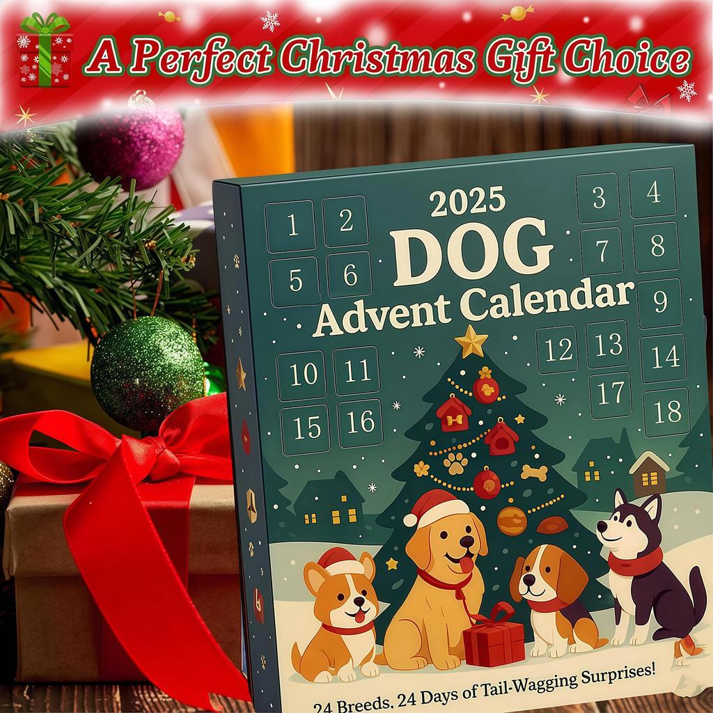 2025 Cute Dog 24 Days Christmas Countdown Calendar Acrylic Dogs Figure Ornaments Xmas Advent Calendar Xmas Gifts for Dog Lover