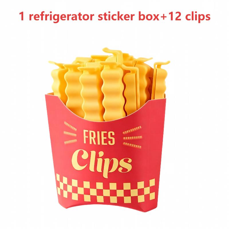 12PCS Food Safe French Fry Shaped Sealing Clips Reusable Snack Bag Clips for Kitchen Pantry Storage Organization