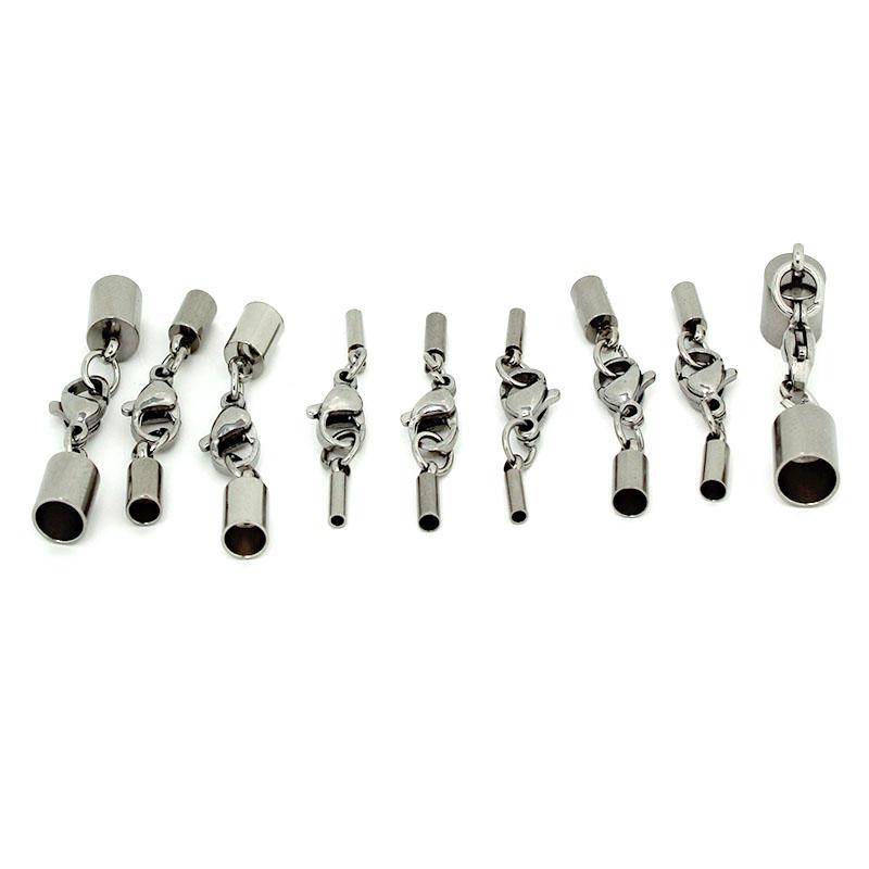 5 Sätze Edelstahl-Verschlüsse Endkappen Haken Passend für 1/2/3/4/5/6/8/10mm Lederband Armband Halskette Verbinder Für Schmuckherstellung