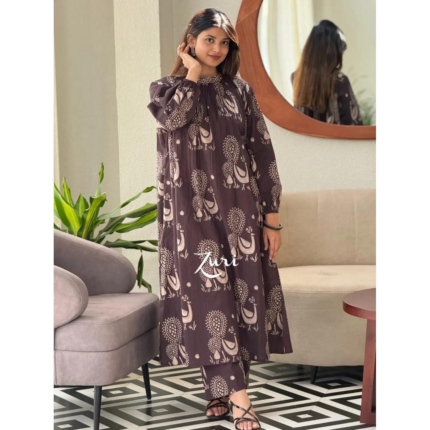 Pure Cotton Kaftan Styles Kurti pant Set Women s Casual Wear Top Kurta Set Dress M-38