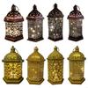 Middle East Arab Vintage Iron Art LED Lanterns Hanging Lamp Hollowed Out Metal LED Hanging Lighting for Home Decors 6XDE
