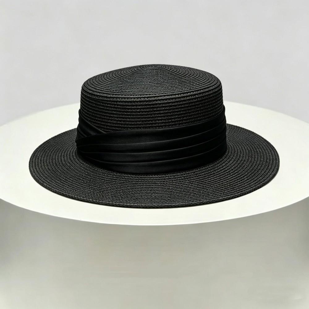 Fashion Wide Brim Summer Sun Hats UV Protection Ribbon Decor Flat Top Hat Versatile Adjustable Beach Hats for Women