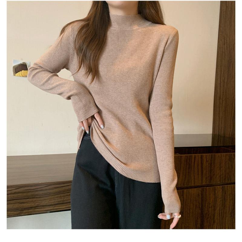 

Простой свободный свитер с полувысоким воротником для женщин, осенне-зимний, большого размера, теплый пуловер, женский элегантный 6013 Large size 4XL