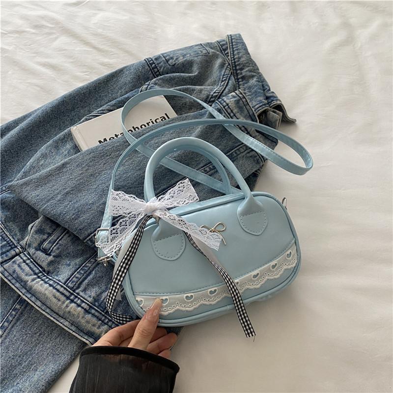 

2025 простой и вместительный новый корейский вариант модной текстуры тренд повседневная сумка-мессенджер для ношения в руке на одном плече сумка-боулинг женская синий