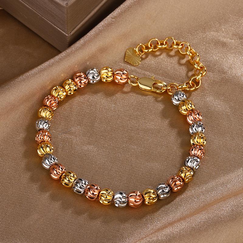 

New Huabi Jewelry Retro Temperament Wholesale Retro Electroplating Colored Gold Bead Chain Set Women 5mm