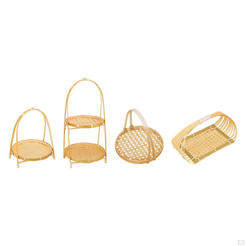 Handgewebte Obstkorb Brot Gemüse Lagerung Stehen Tabletts Platte Lebensmittel