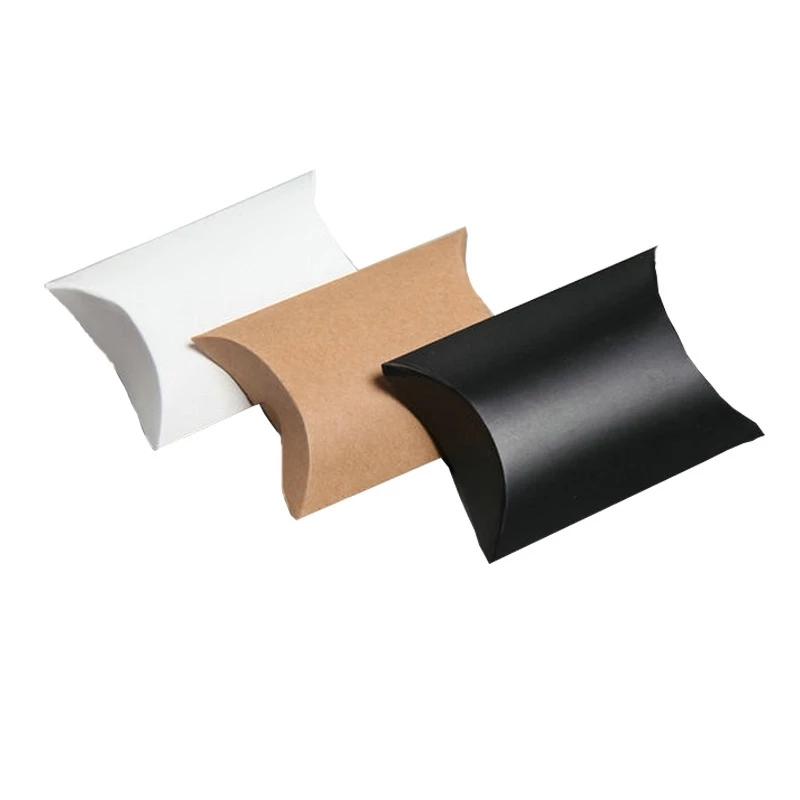 10/20/30Pcs Kraft Paper Pillow Candy Box Christmas Gift Packaging Boxes Candy Bags Wedding Baby Shower Birthday Party Decoration