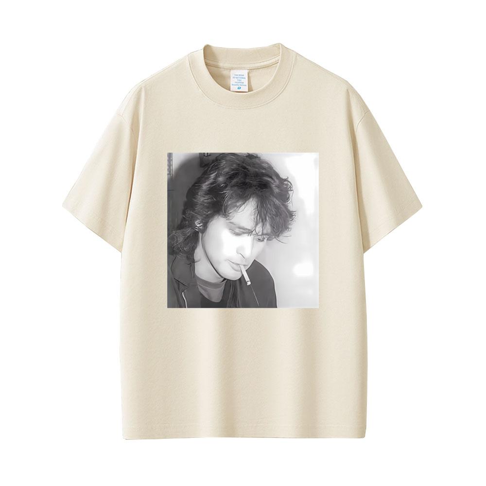 Klassische Russische Rockband Kino Viktor Tsoi Rauchmotiv Grafik T-Shirts Unisex Damen Lässig Übergroß Streetwear Unisex Baumwoll-T-Shirts