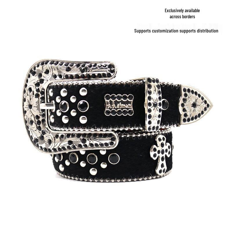 

High-End Rhinestone Horsehair Belt with Full Diamonds for Men & Women 120 cm