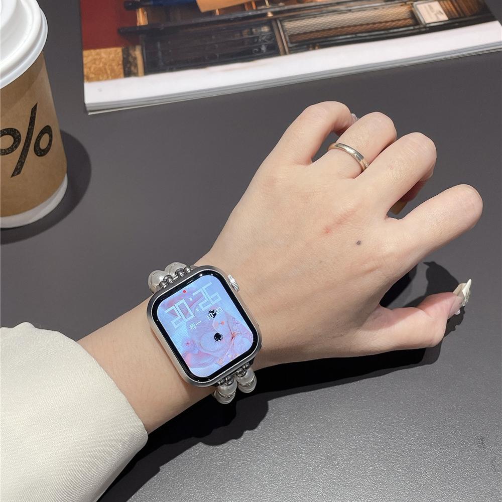 Luxury Pearl Band for Apple Watch Series Ultra 9 8 7 6 5 4 3 Se Watch Bracelet Pendant for IWatch Ultra/2 41 45mm 38mm 42mm 40mm 44mm 49mm Accessories
