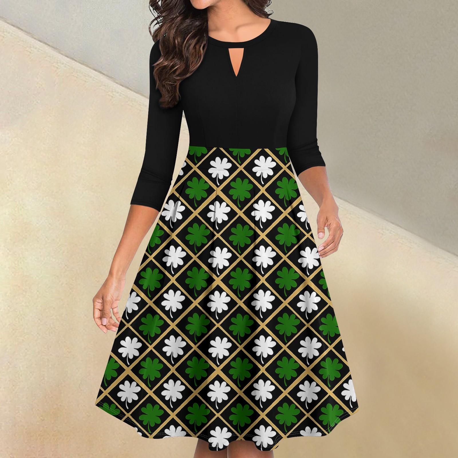 

Женское повседневное и модное платье с цветочным принтом, рукавом 3/4, карманом и молнией сзади M