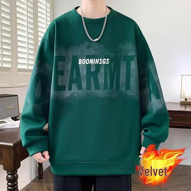 Trendy Men's Letter Print Sweatshirt: Autumn/Spring Round Neck, Long Sleeve, Casual Loose Fit.