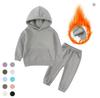 Winter Children Fleece Outfits Toddler Warm Thicken Cotton Soild Hoodies+Pants Tracksuit Kids Boy Girl Sweatsuits Sets