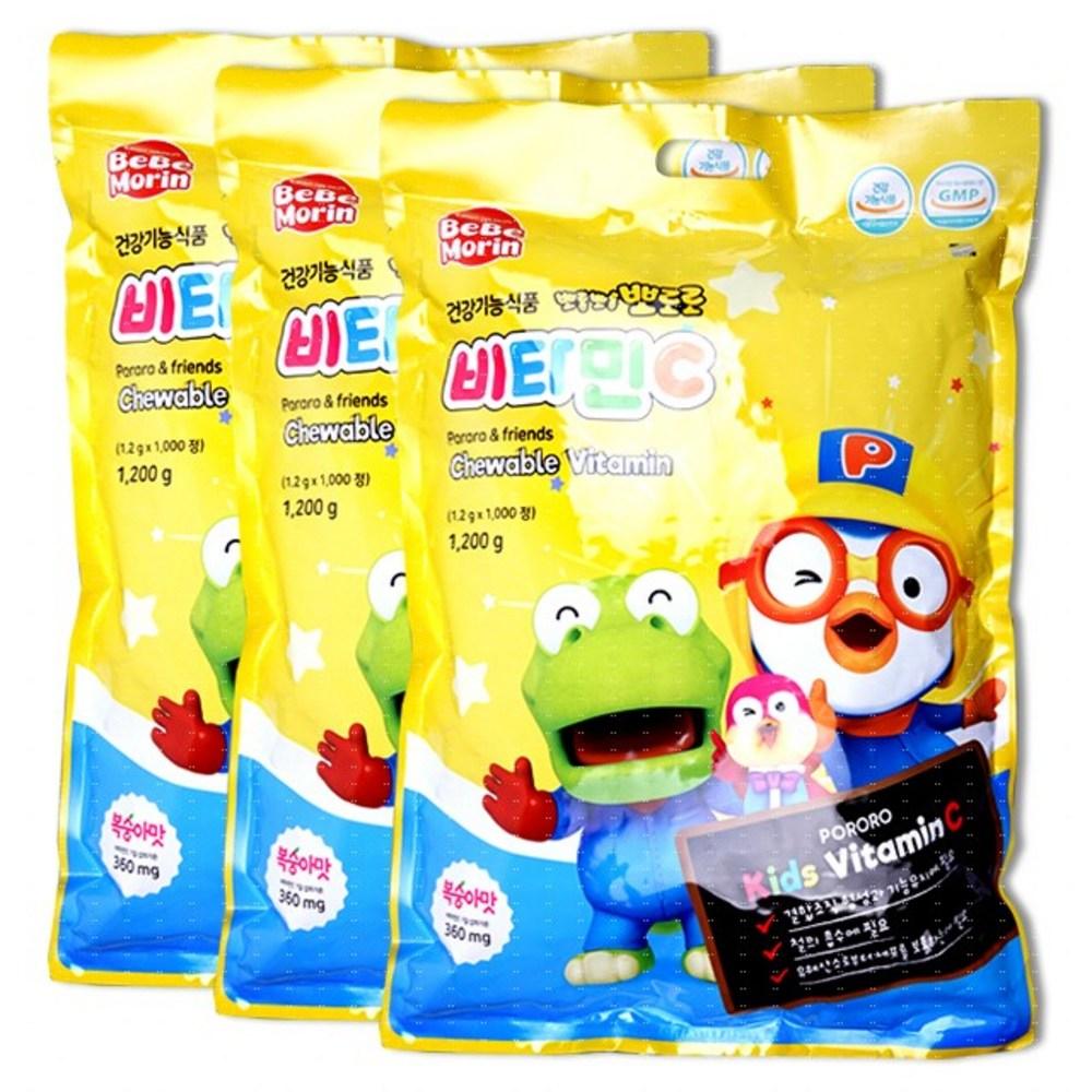 Danuri Pororo Peach Flavor Baby Vitamin C Children's Vitamin 1000 Tablets 3 Pcs