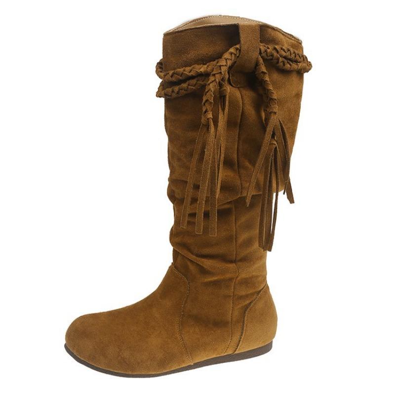 Hot Selling Women's Short Boots 2025 Autumn Vintage Suede Ankle Botas Women Solid Tassel Flat Bottom Females Shoes Botas Mujer