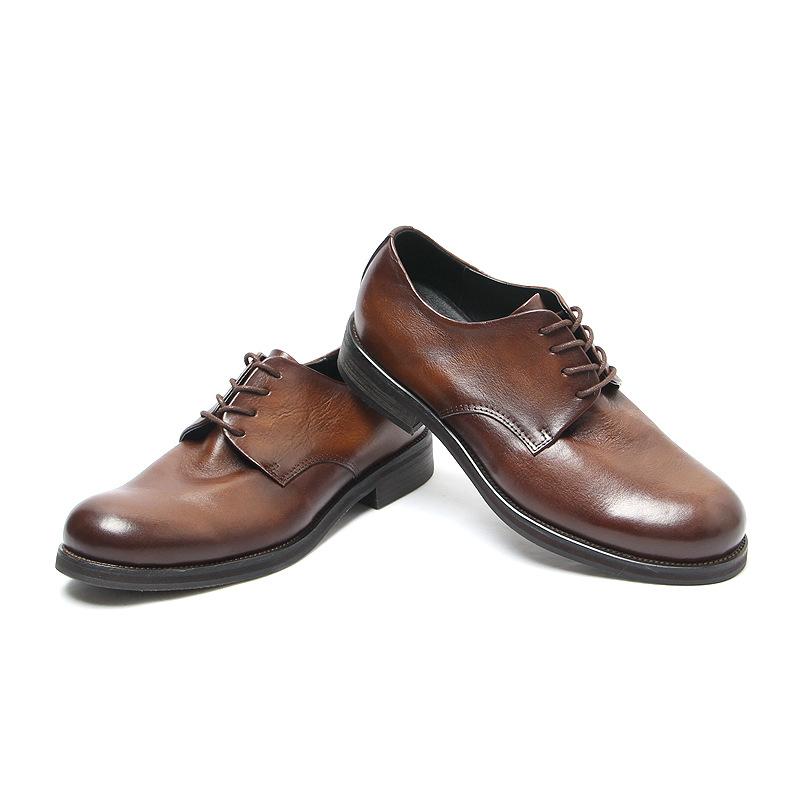8401-2 Hand-Polished Old Leather Shoes Men'S Round Head Leather Shoes British Fashion Leather Trendy Shoes