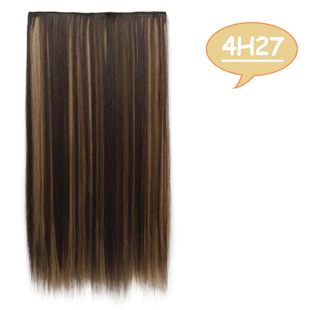MISS WIG Lange bølgete frisyrer Syntetisk 5 Clip In Hair Extension 22 Tommer/32 Tommer Varmebestandige hårstykker Brun Svart