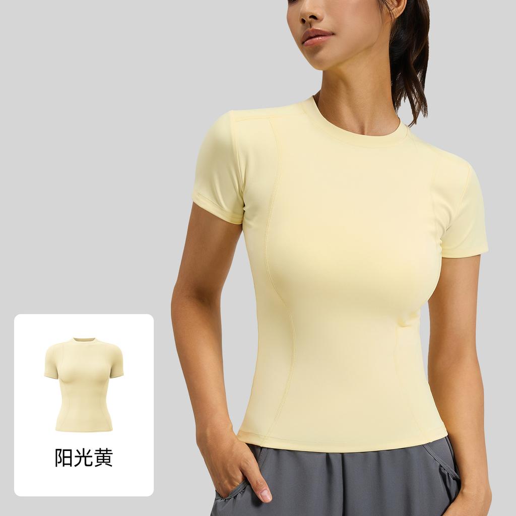 Women's Fashionable Lightweight Athletic Yoga Top, Short-Sleeve Running And Fitness T-Shirt For Summer