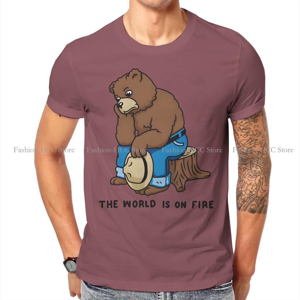Smokey The Bear The World Is On Fire T Shirt Vintage Grunge Teenager Summer Large Cotton Unisexs Clothes Harajuku Crewneck Tshirt