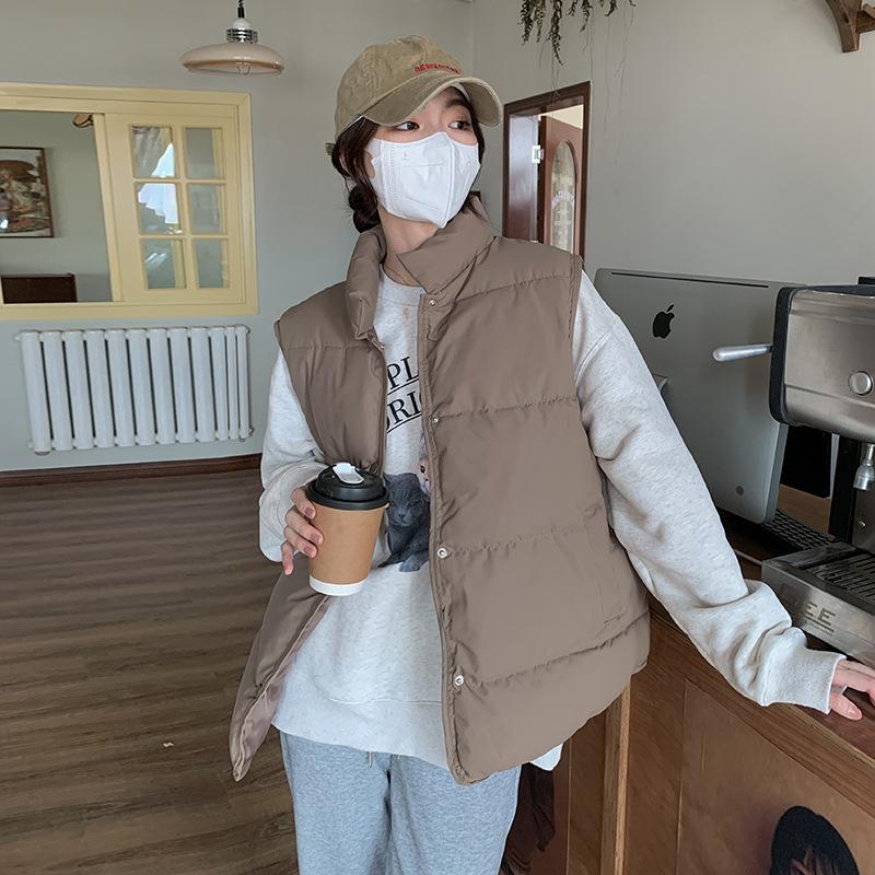 2Versatile Spring and Autumn New Short Down Cotton Vest Women's Loose Korean Style External Vest