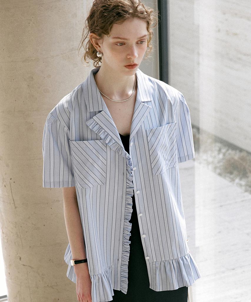 Dyuidyui Summer Frill Shirt_Blue