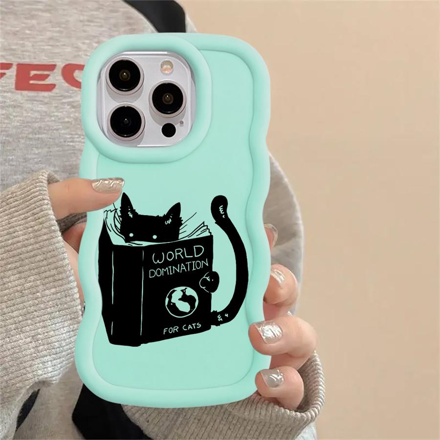 

Мягкий чехол-кейс с рисунком кота для iPhone 8 17 Air 11 16 Pro Max 15 Plus 12 XR 13 14 iPhone 16 Pro Max