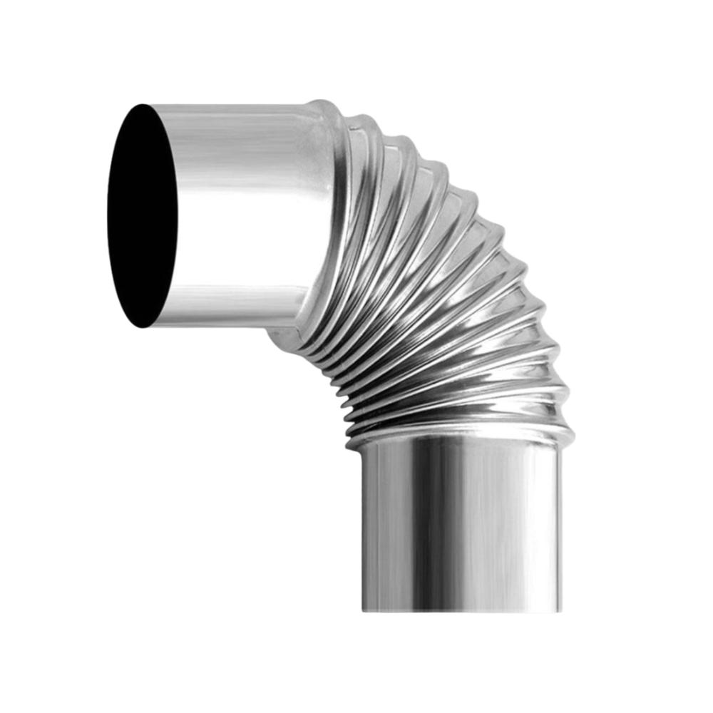 Nerezové koleno 90 stupňů výfukové potrubí odolné kouřovod komínové potrubí kempingová kamna
