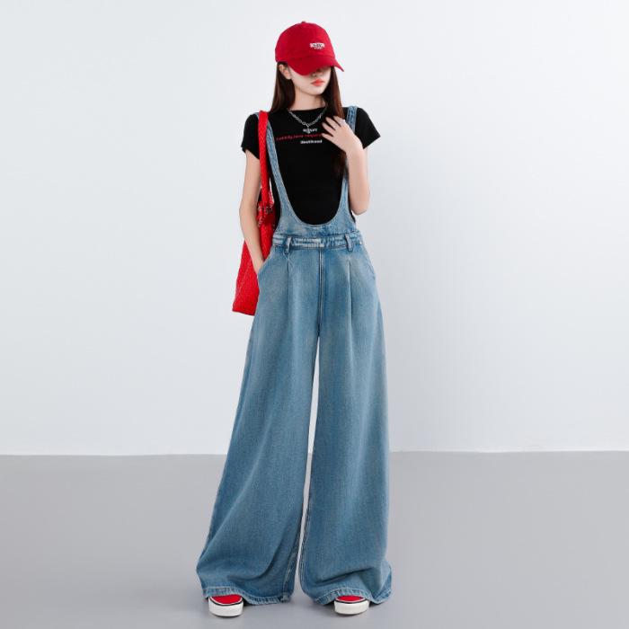 Women s Wide-Leg Denim Overalls - Age-Reducing, Slimming, Loose Fit for Spring & Autumn XS