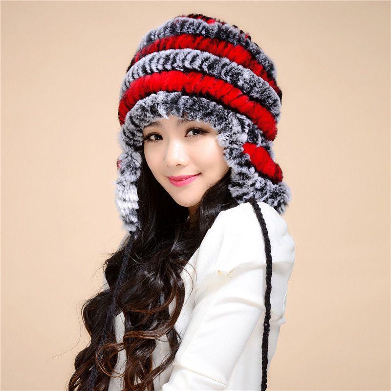 New Style Rex Rabbit Fur Earmuffs Hat Women's Winter Cold-proof Fashionable Fur Hat Women's Winter Thick Warm Lei Feng Hat
